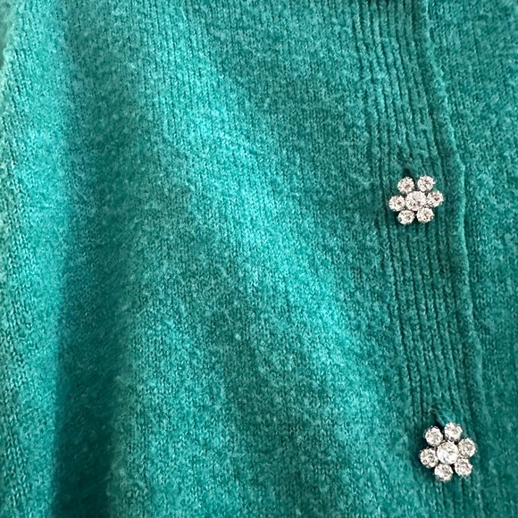Zara Green Sweater Cardigan with flower gems - Picture 7 of 12